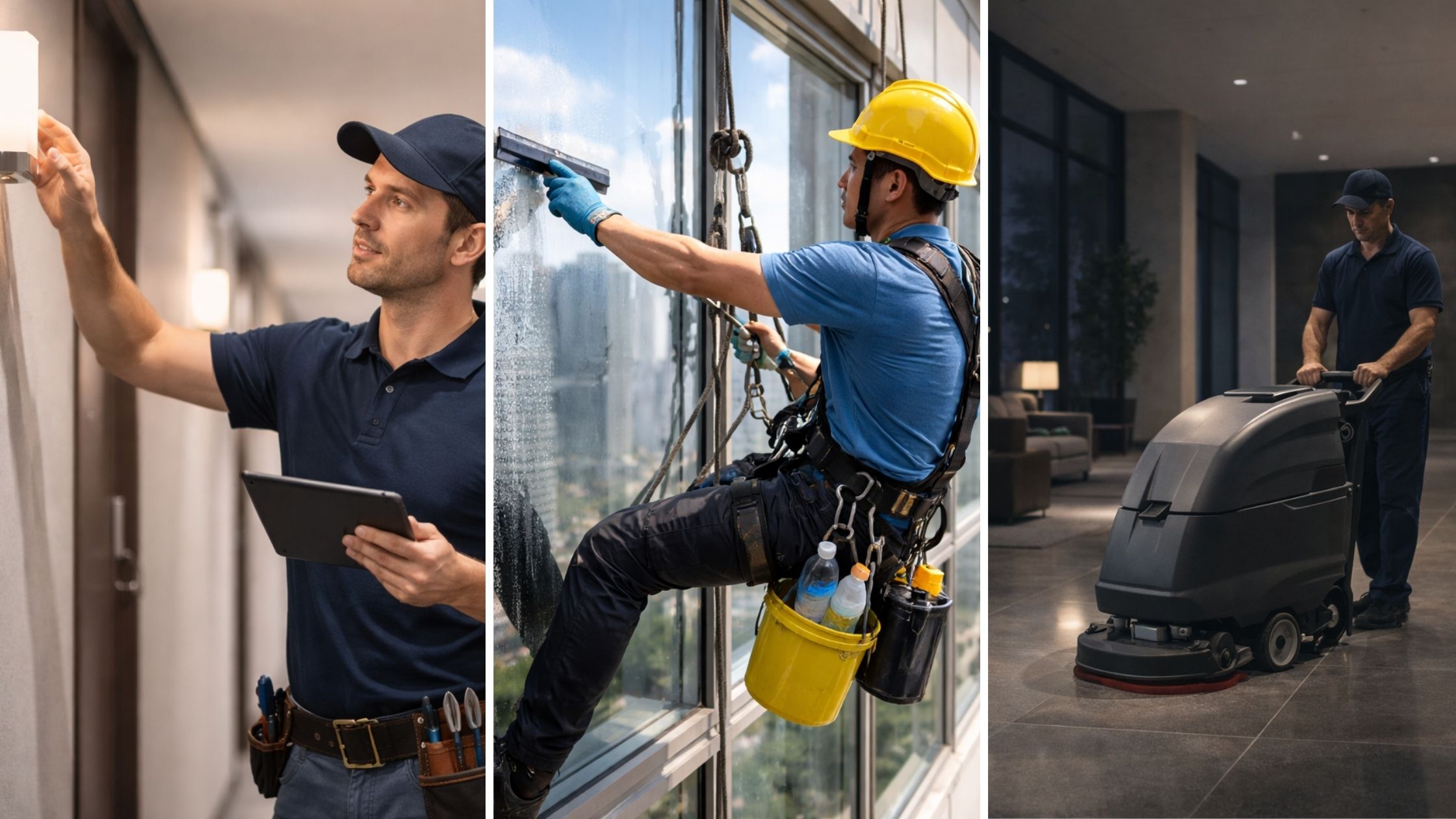 Scheduled strata cleaning service in lobby during off-peak hours