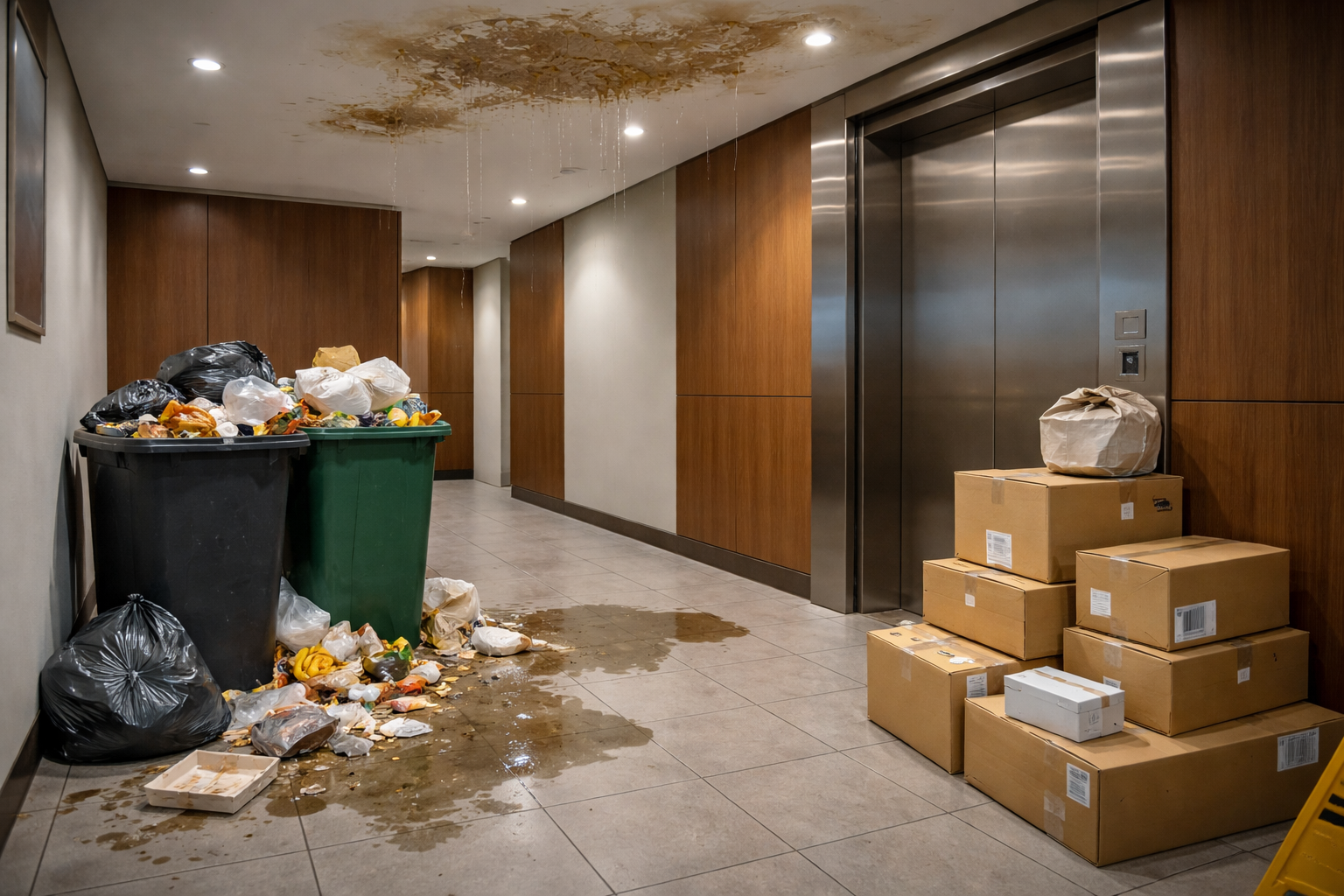 Unmanaged apartment problems like garbage overflow and maintenance damage