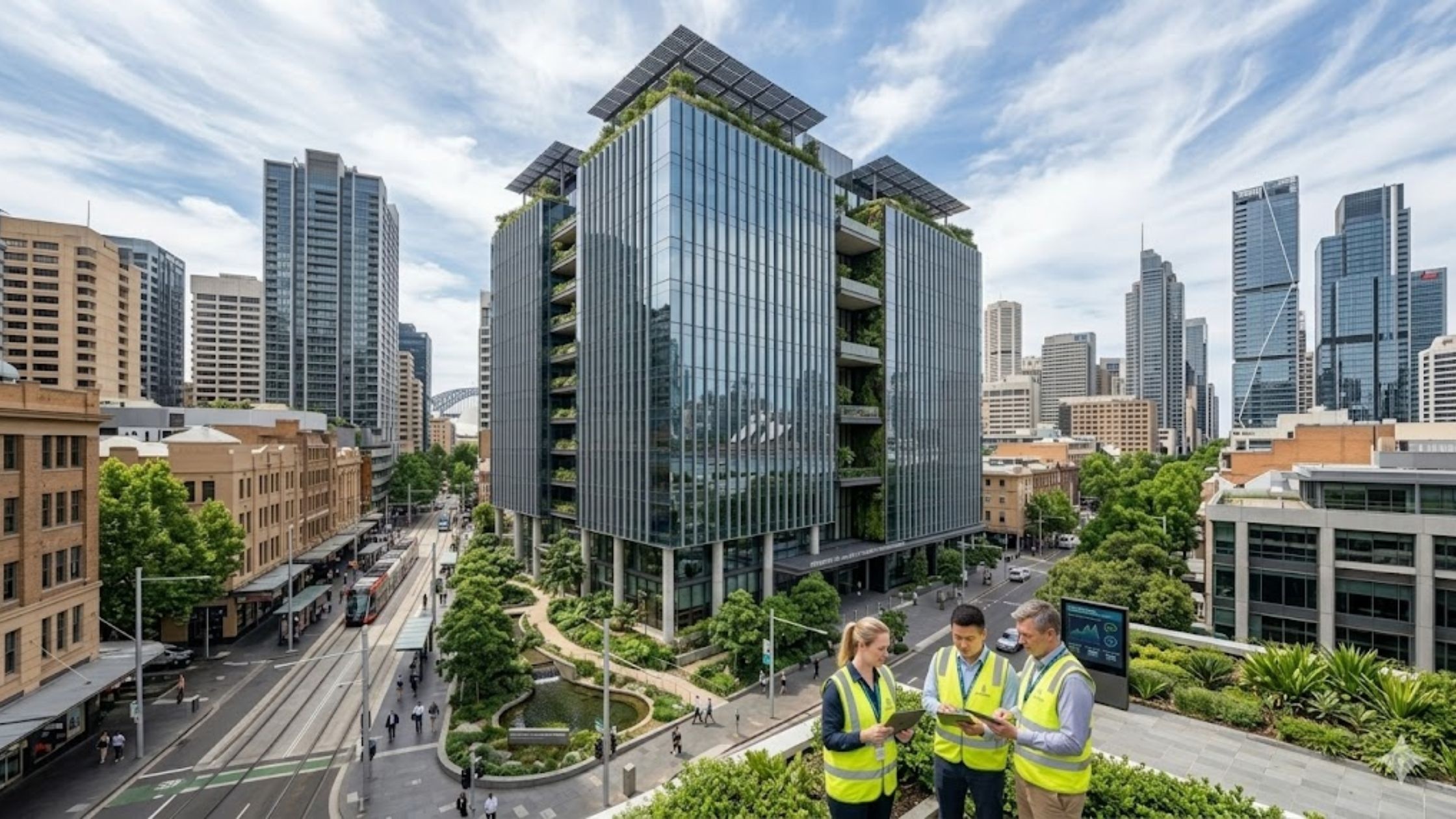 ESG-focused commercial office building with sustainable facilities management practices in Sydney